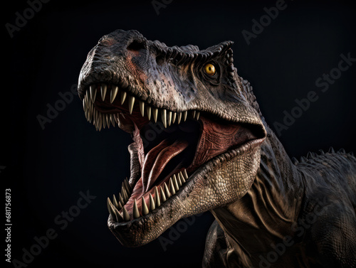 T-Rex Studio Shot Isolated on Clear Black Background, Generative AI