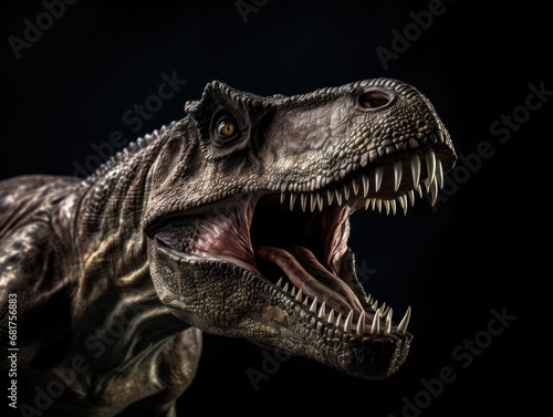 T-Rex Studio Shot Isolated on Clear Black Background  Generative AI