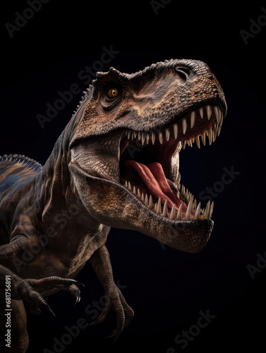 T-Rex Studio Shot Isolated on Clear Black Background, Generative AI