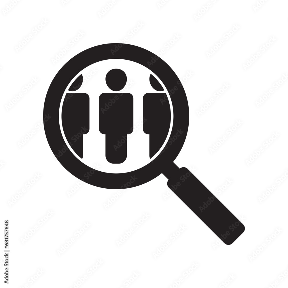 Search job vacancy icon. Symbol of finding a job to do business, Loupe career vector illustration on isolated background. Find people employer business concept. Search job vacancy icon. Symbol of finding a job to do business, Loupe career vector illustration on isolated background. Find people employer business concept.
