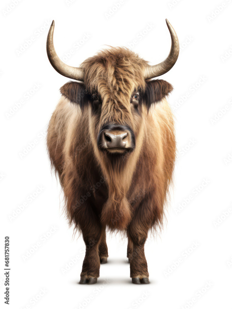 Yak Studio Shot Isolated on Clear White Background, Generative AI Yak Studio Shot Isolated on Clear White Background, Generative AI