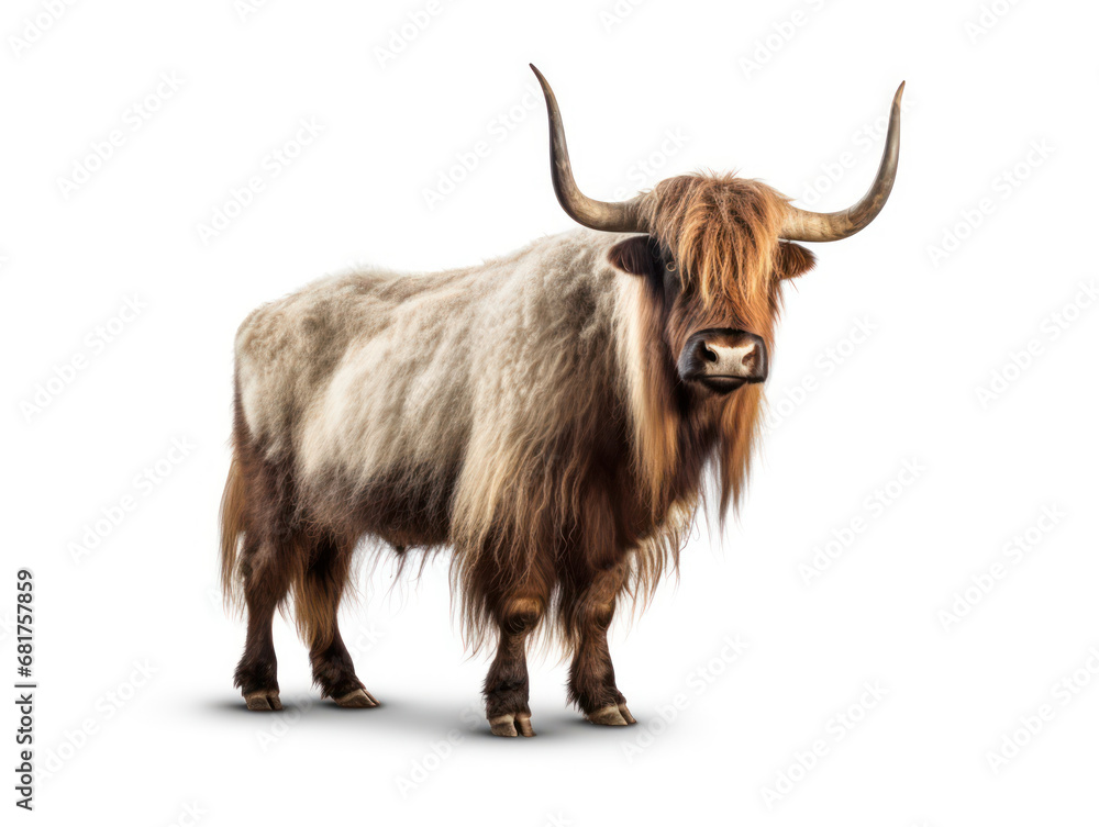Yak Studio Shot Isolated on Clear White Background, Generative AI Yak Studio Shot Isolated on Clear White Background, Generative AI