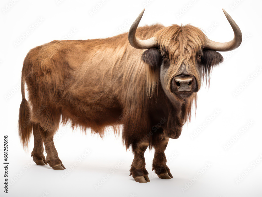 Yak Studio Shot Isolated on Clear White Background, Generative AI Yak Studio Shot Isolated on Clear White Background, Generative AI