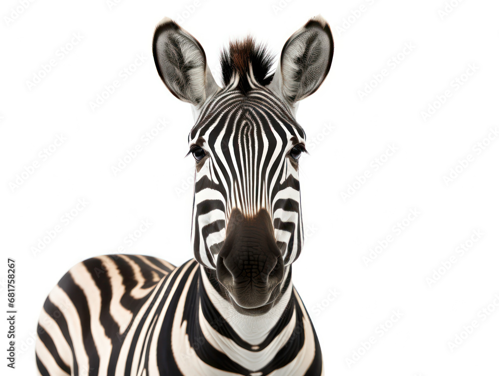 Naklejka premium Zebra Studio Shot Isolated on Clear White Background, Generative AI