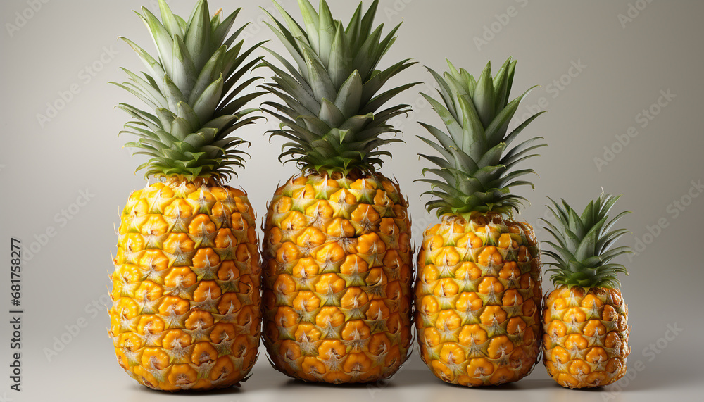 Fresh, ripe pineapple a healthy, tropical fruit snack generated by AI Fresh, ripe pineapple a healthy, tropical fruit snack generated by AI