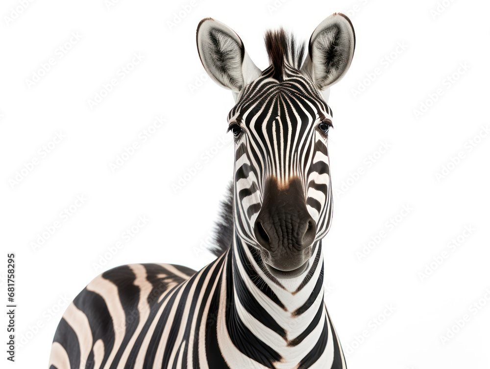 Zebra Studio Shot Isolated on Clear White Background, Generative AI Zebra Studio Shot Isolated on Clear White Background, Generative AI