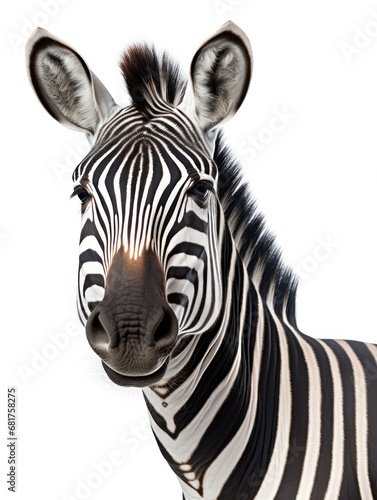 Zebra Studio Shot Isolated on Clear White Background, Generative AI