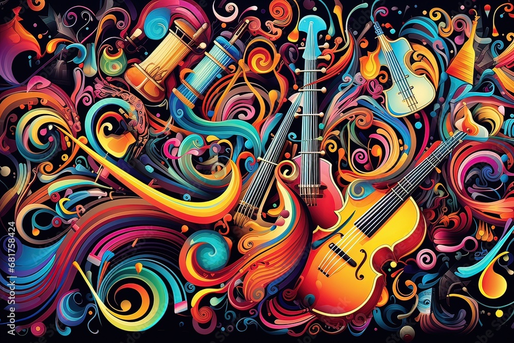 AI sfondo con strumenti musicali dai colori vivaci 04 AI sfondo con strumenti musicali dai colori vivaci 04