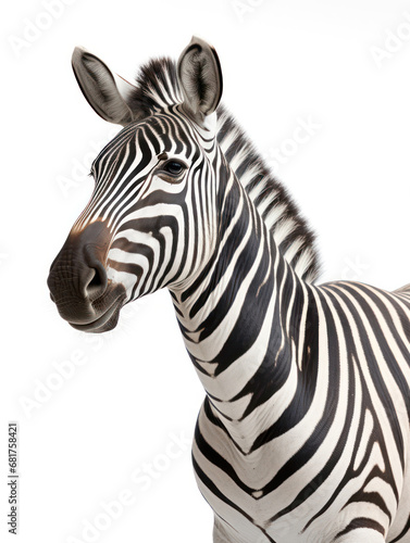 Zebra Studio Shot Isolated on Clear White Background  Generative AI