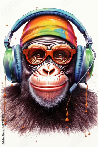 Ai simpatica scimmia con le cuffie da DJ 03 photo