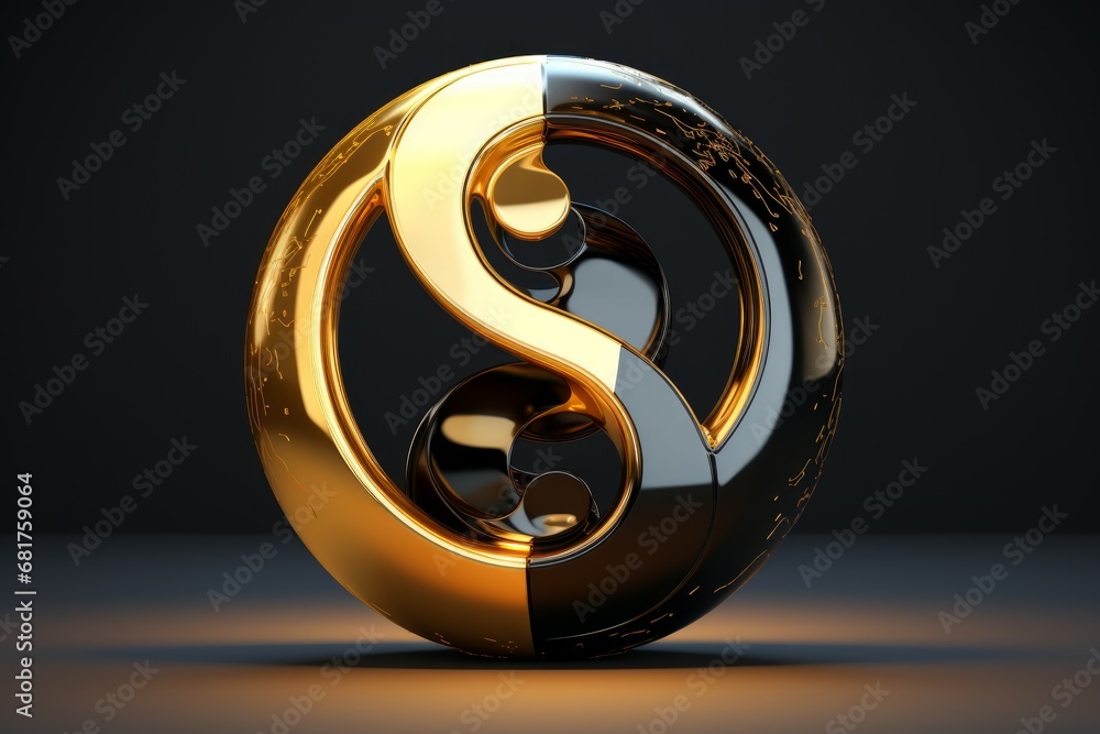 Balanced Golden and black yin yang. Luxury metal. Generate Ai Balanced Golden and black yin yang. Luxury metal. Generate Ai