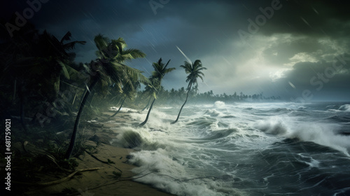 Devastating hurricane in tropics