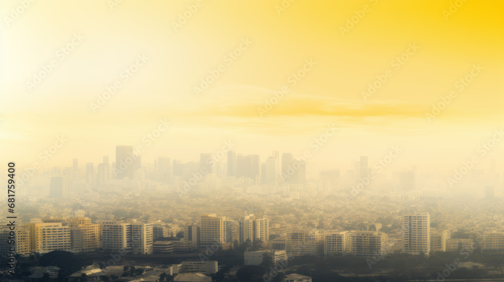 Dense smog over city - air pollution concept