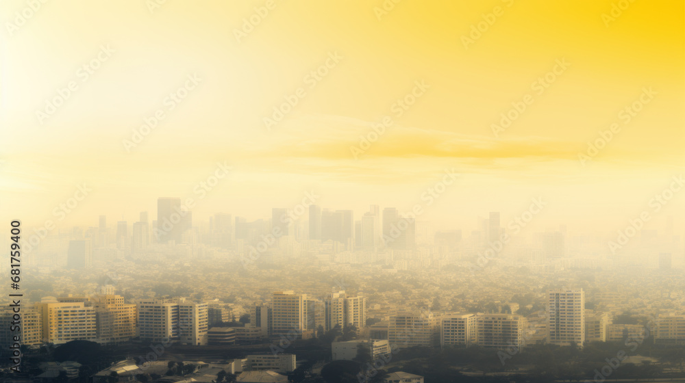 Fototapeta premium Dense smog over city - air pollution concept