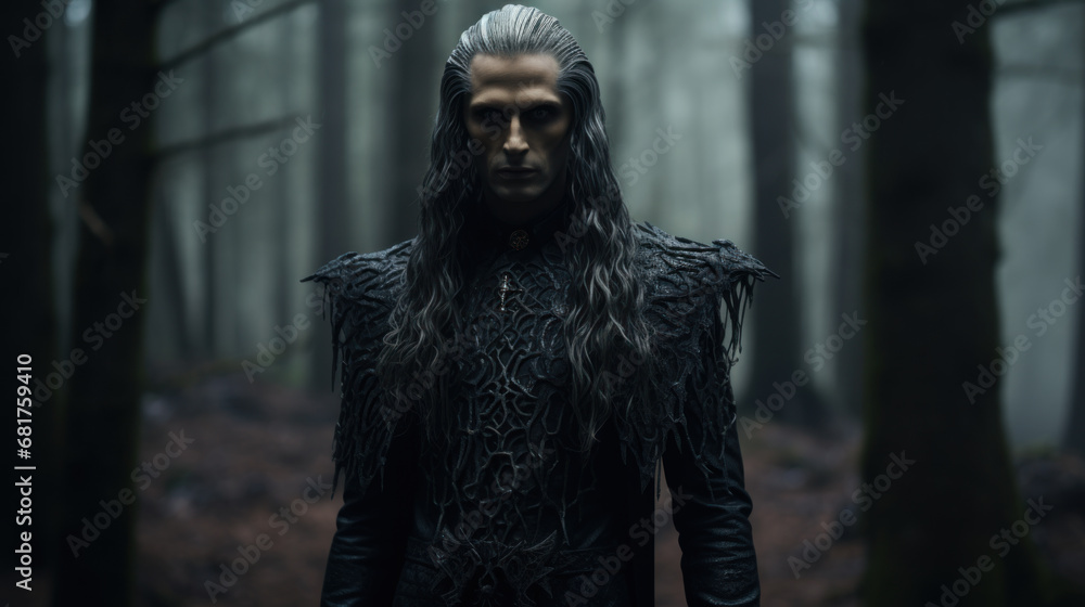 Evil sorcerer in dark forest Evil sorcerer in dark forest