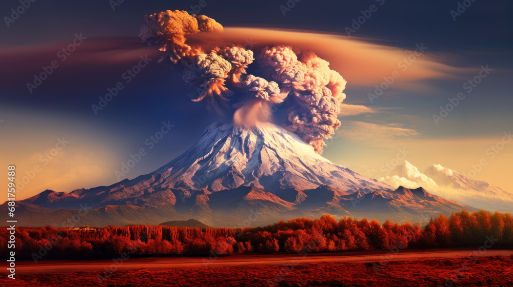 Huge volcano eruption - obrazy, fototapety, plakaty 