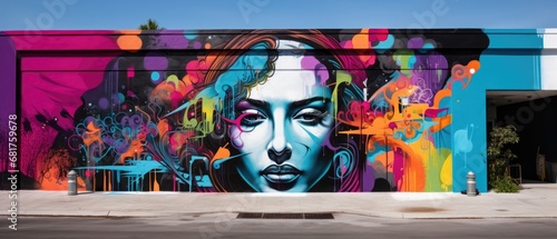 Vibrant colors come alive in this street art mural, expressing the artists creativity through a mix of text and graffiti. © Adriana