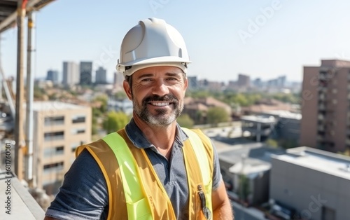 A smiling construction worker