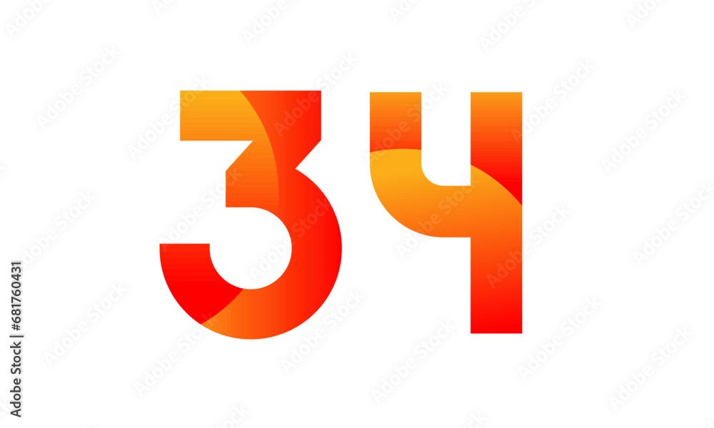Red Orange Number Modern Fresh Logo