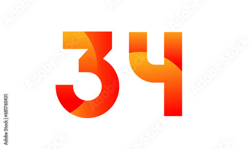 Red Orange Number Modern Fresh Logo