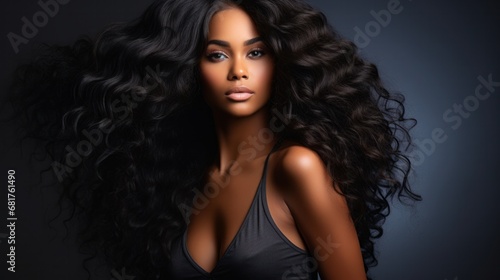 Stunning Melanin Model Showcasing African American Hair Extensions for Hair and Beauty Brands
