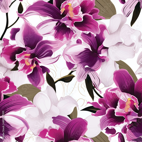 Seamless orchid pattern for body painting design