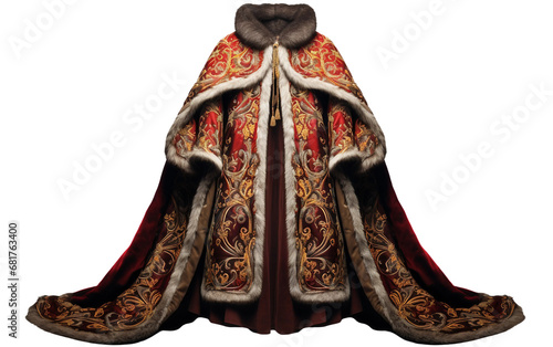 Attractive Soft Golden Royal Robe with Rich Brocade Isolated on Transparent Background PNG.