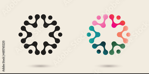 people networking logo, global people connect link connectivity international education diversity working meeting icon concept. abstract people group silhouette circle vector graphic illustration