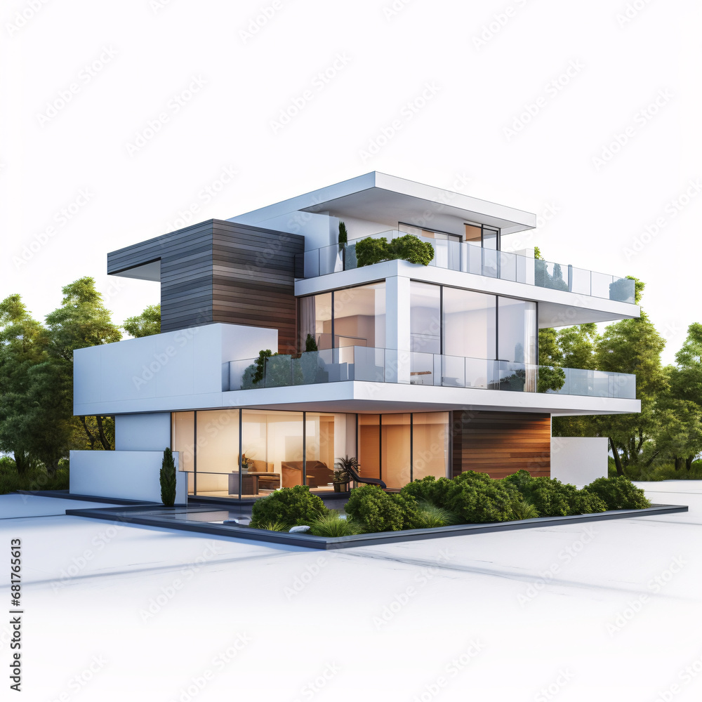 Fototapeta premium Luxury house isolated on white background