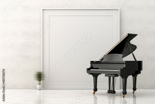 Elegant Grand piano scene. Curtain orchestra. Generate Ai