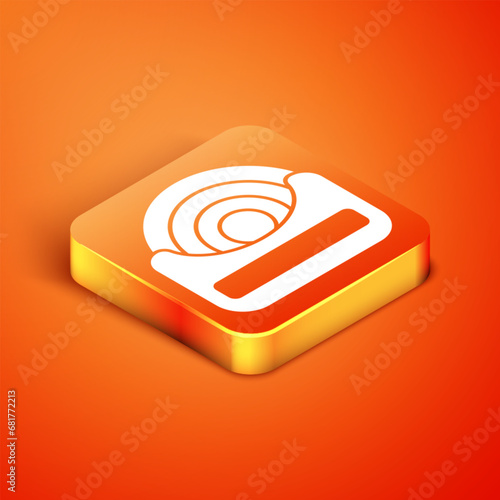 Isometric Dental floss icon isolated on orange background. Vector