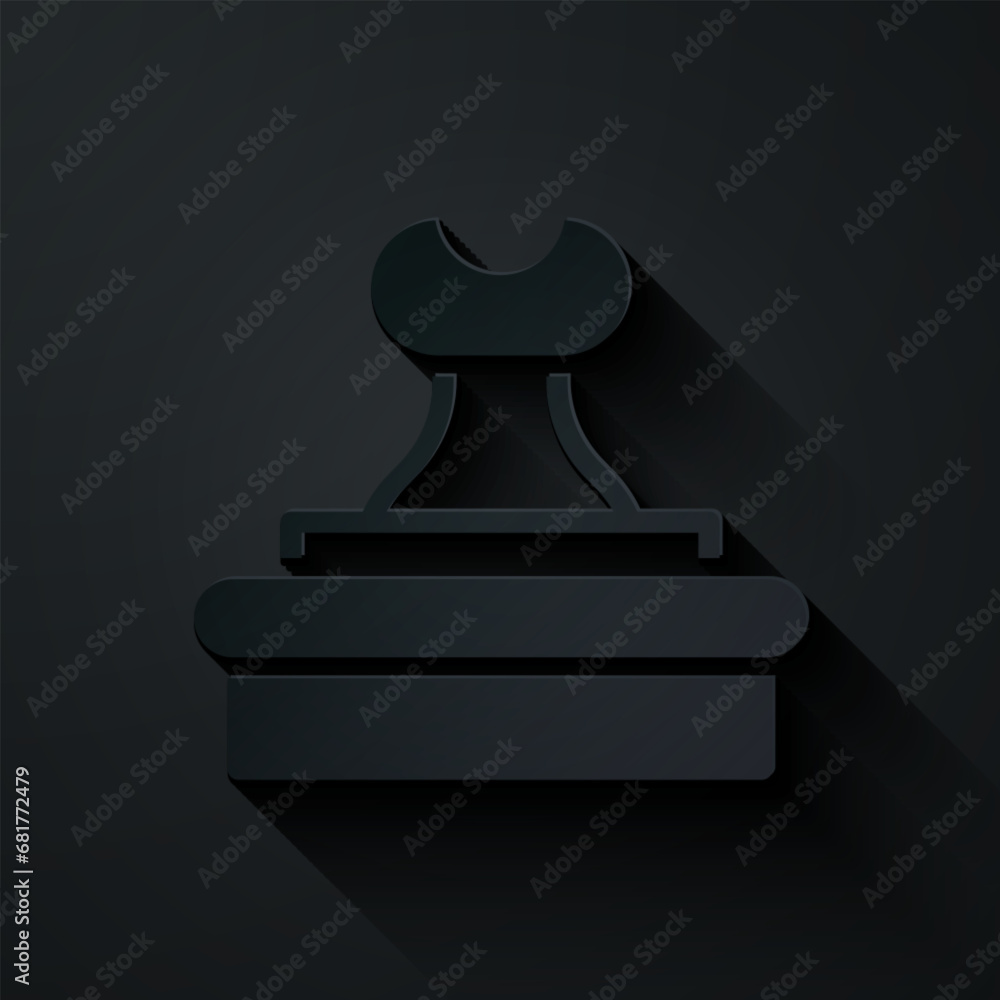 Paper cut Stamp icon isolated on black background. Paper art style. Vector Paper cut Stamp icon isolated on black background. Paper art style. Vector