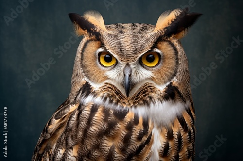 Great horned owl bird. Wild predator. Generate Ai