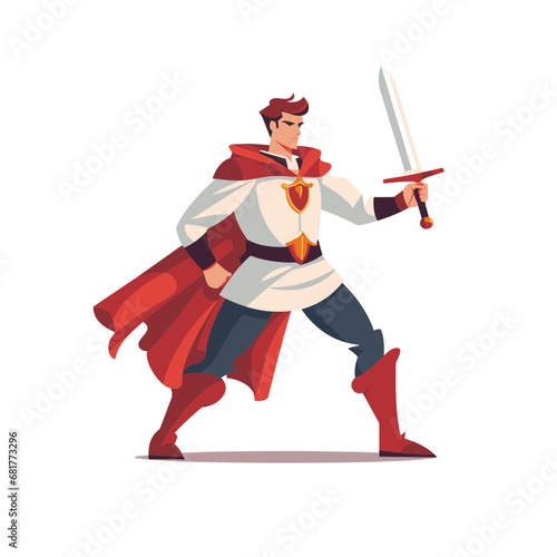 hero with sword.warrior fighting.main character of the game.A minimal and simple vector image. -generative AI