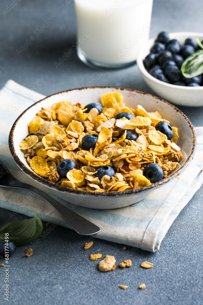 cornflakes bowl breakfast food and snack for healthy food concept, morning breakfast fresh whole grain cereal cornflakes bowl breakfast food and snack for healthy food concept, morning breakfast fresh whole grain cereal
