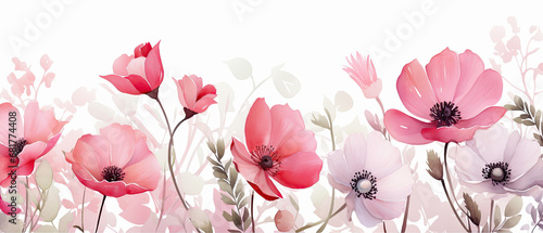 Fondo floral de acuarela en tonos purpuras y rosas, sobre fondo blanco. concepto celebraciones
