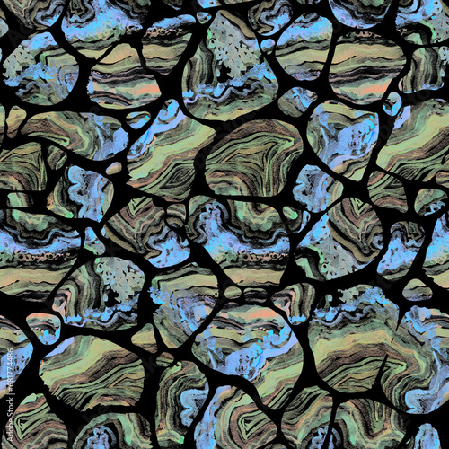 Modern seamless pattern with the texture of the layered Onyx mineral stone in watercolor imitation