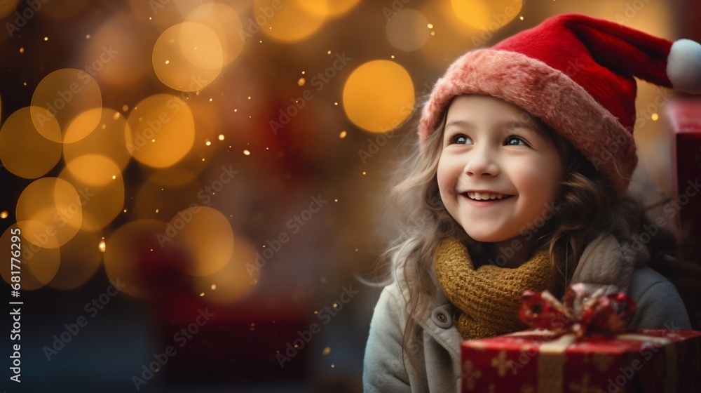 Holiday Wonder: Child's Joy Among Christmas Gifts and Illuminated Tree. Generative ai Holiday Wonder: Child's Joy Among Christmas Gifts and Illuminated Tree. Generative ai