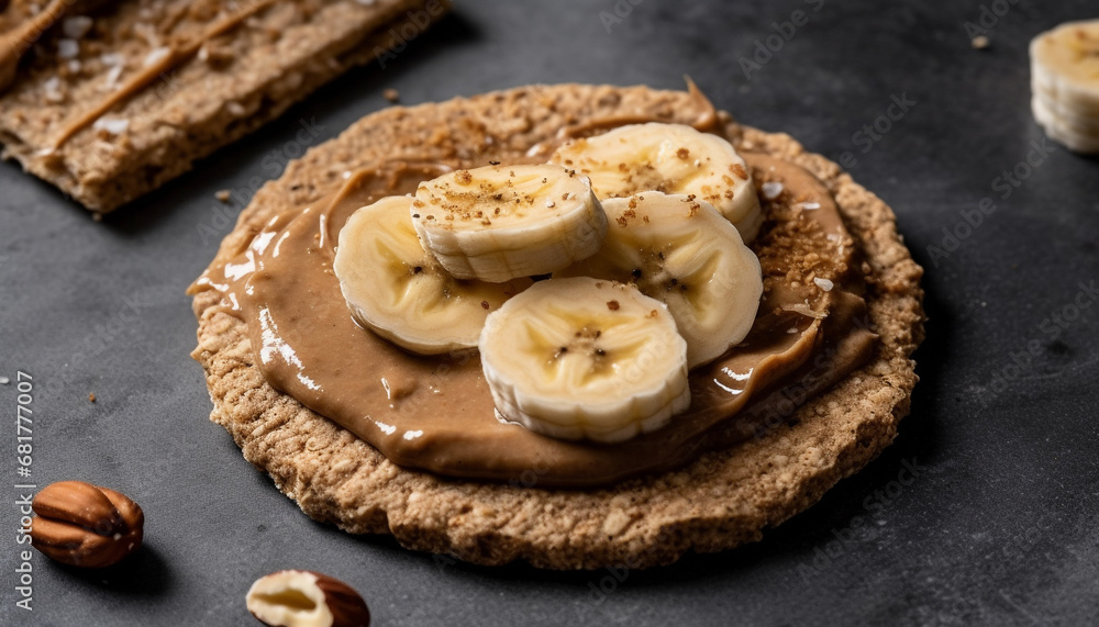Homemade chocolate banana bread, a sweet and healthy indulgence generated by AI Homemade chocolate banana bread, a sweet and healthy indulgence generated by AI