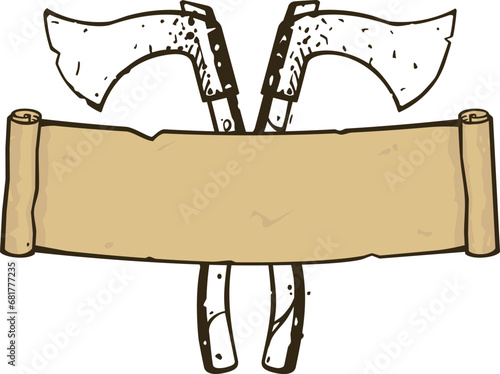 Parchment and Crossed Throwing Axes