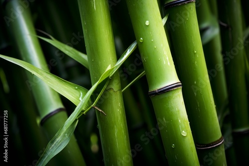 Invigorating Green bamboo. Leaf fresh stem. Generate Ai