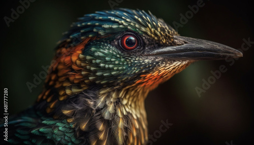Animal head with vibrant colors, close up of a starling generated by AI © Jeronimo Ramos