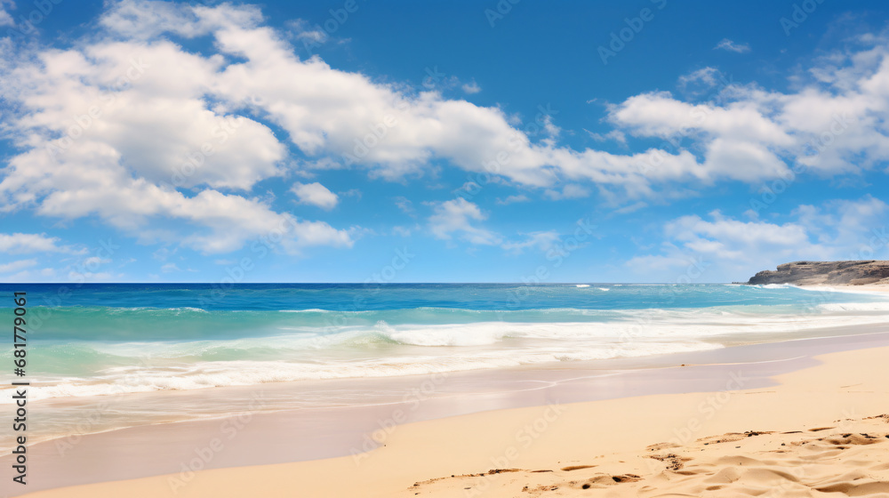 Ocean view from the beach along the sand, vacation paradise view Ocean view from the beach along the sand, vacation paradise view