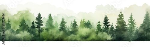 Simple watercolor green forest