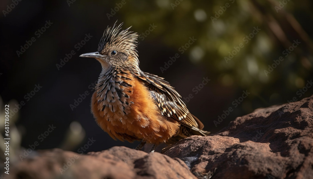 Male starling perching on branch, looking cute and spotted generated by AI
