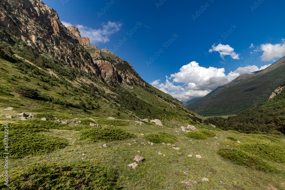 Chegem gorge on a sunny summer day. Caucasus. Kabardino-Balkaria.