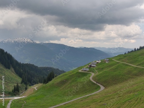 mountain road in the mountains Fellhorn Oberstdorf