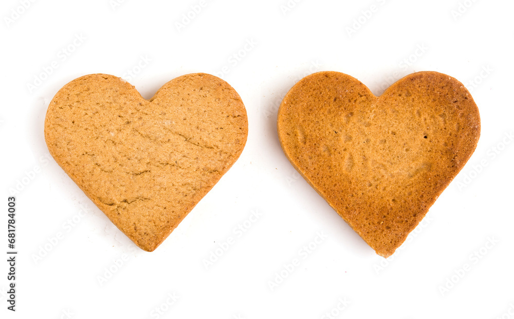 Obraz premium gingerbread cookies in the shape of a heart on a white background