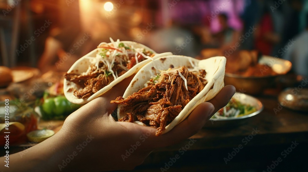 Obraz premium a person holding a taco