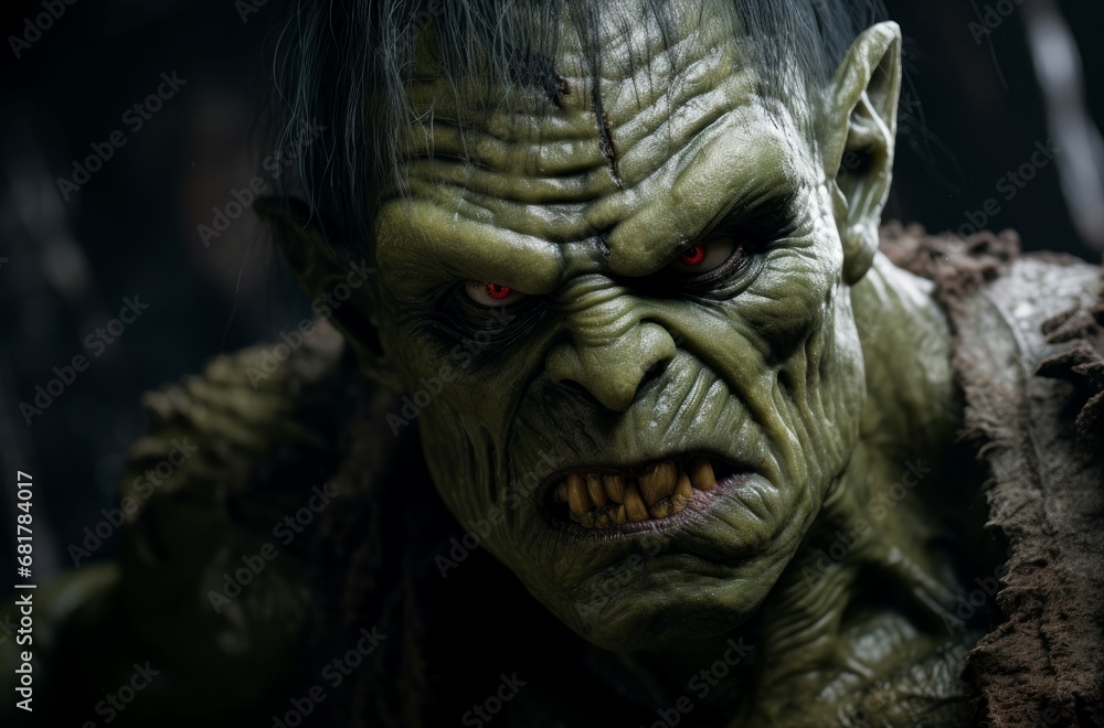 Mythical Green orc. Warrior creature monster. Generate Ai Mythical Green orc. Warrior creature monster. Generate Ai